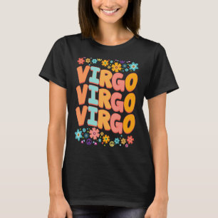 Retro Vintag Hippie Virgo Floral Zodiac Geburtstag T-Shirt