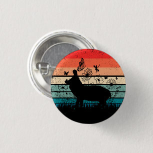 Retro Vintag Hippo Hippopotamus Hippo Lover Button