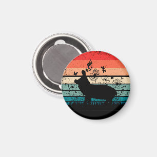 Retro Vintag Hippo Hippopotamus Hippo Lover Magnet