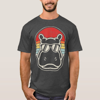 Retro Vintag Hippo Hippopotamus Sunglass T-Shirt