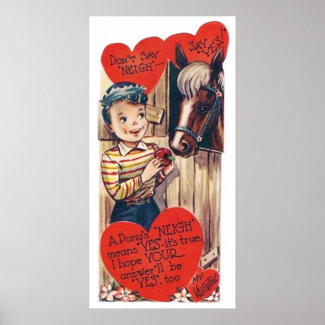 Retro Vintag Holiday Pferd Valentine Poster (Vorne)