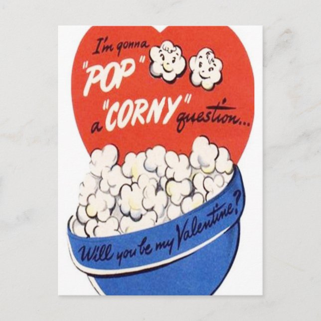 Retro Vintag Holiday Valentine Pop Mais Postkarte (Vorderseite)