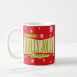 Retro Vintag Holly Jolly Christmas Kaffeetasse<br><div class="desc">Retro Vintag Holly Jolly Weihnachtskaffee Tasse</div>