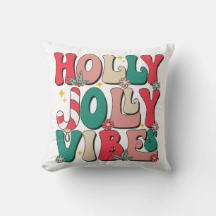 Retro Vintag Holly Jolly Vibes Festive Kissen