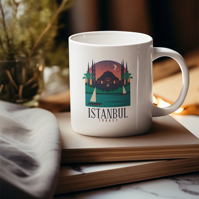 Retro Vintag Istanbul Türkei Skyline Hagia Sophia Kaffeetasse (istanbul turkey retro vintage travel coffee mug)