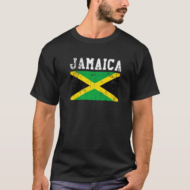 Retro Vintag Jamaica Flag Jamaica Roots T-Shirt (Vorderseite)