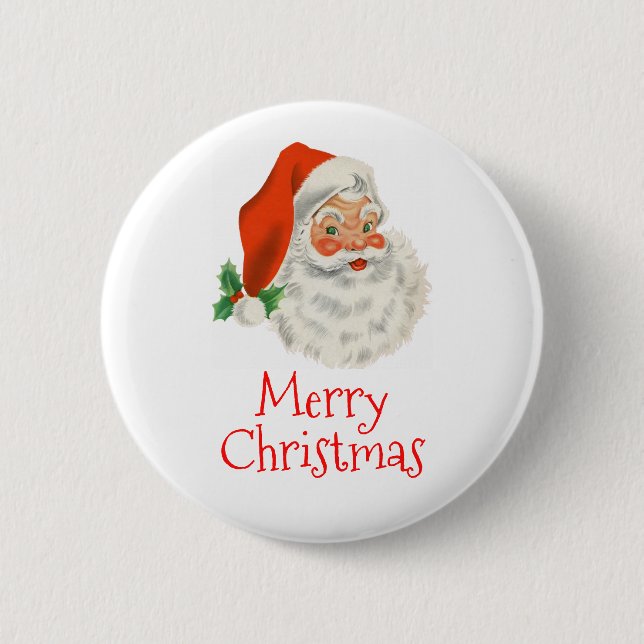 Retro Vintag Jolly Santa Claus Weihnachten Button (Vorderseite)