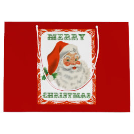 Retro Vintag Jolly Santa Claus Weihnachten Große Geschenktüte