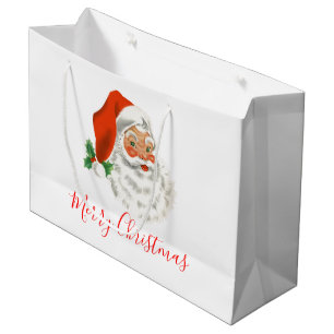 Retro Vintag Jolly Santa Claus Weihnachten Große Geschenktüte