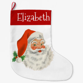 Retro Vintag Jolly Santa Claus Weihnachten Großer Weihnachtsstrumpf