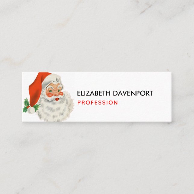 Retro Vintag Jolly Santa Claus Weihnachten Mini Visitenkarte (Vorderseite)