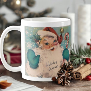 Retro Vintag Jolly Santa mit Candy Cane Kaffeetasse