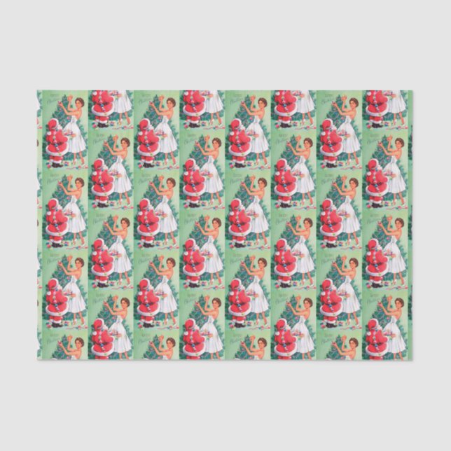 Retro Vintag Lady und Santa Party Packung Seidenpapier (Vorderseite)