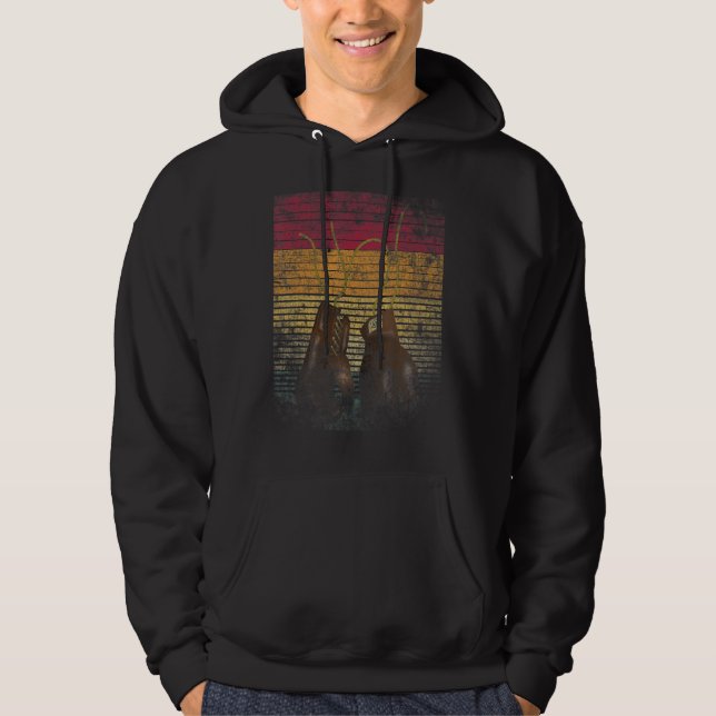 Retro Vintag Leder Boxhandschuhe Boxer Hoodie (Vorderseite)