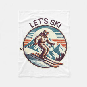 Retro Vintag Let's Ski Resort Winterski Fleecedecke