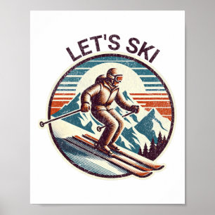 Retro Vintag Let's Ski Resort Winterski Poster