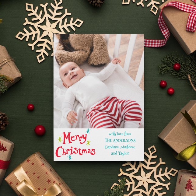 Retro Vintag Lettering Frohe Weihnachten Foto (Von Creator hochgeladen)