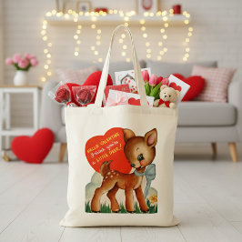 Retro Vintag Little Deer Valentine Tragetasche