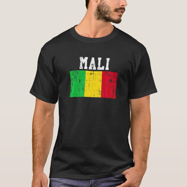 Retro Vintag Mali Flag Mali Roots T-Shirt (Vorderseite)