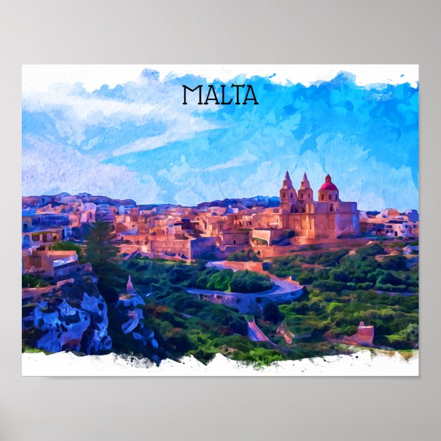 Retro Vintag Maltas Panorama Poster (Vorne)