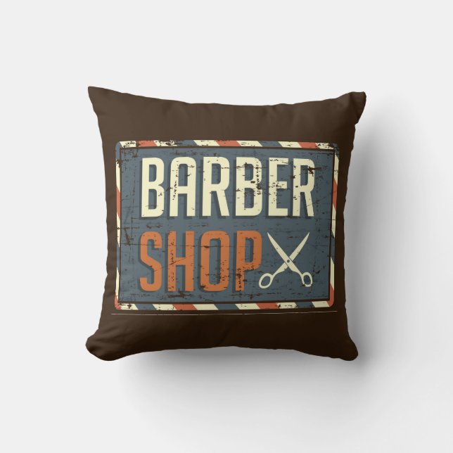 Retro Vintag Man Cave Rustic Barber Signage Kissen (Vorderseite)