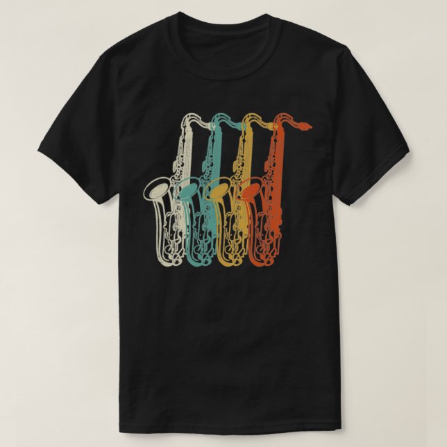 Retro Vintag Marching Band Saxophon 2 T-Shirt (Design vorne)