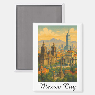 Retro Vintag Mexico City CDMX Travel Magnet