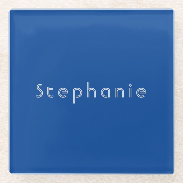 Retro Vintag Minimalistisch Modernes Blau Glasuntersetzer (Vorderseite)