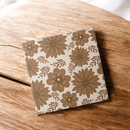 Retro Vintag Mitte Jahrhundert braune Blume Muster Fliese