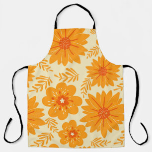 Retro Vintag Mitte Jahrhundert Orange Blume Muster Schürze