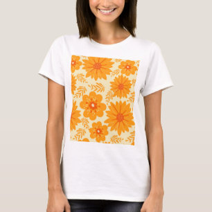 Retro Vintag Mitte Jahrhundert Orange Blume Muster T-Shirt