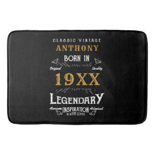 Retro Vintag Monogramm personalisierter Geburtstag Badematte
