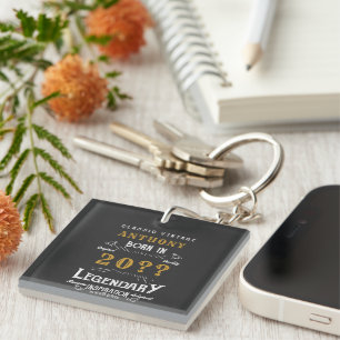 Retro Vintag Monogramm personalisierter Geburtstag Schlüsselanhänger