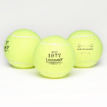 Retro Vintag Monogramm personalisierter Geburtstag Tennisbälle<br><div class="desc">Fügen Sie Ihren Namen und jedes Jahr Geburtstag Design. Einfach mit der Vorlage zu tun. Mehr Geschenke und Party-Vorräte mit dem "Legendary"-Design im Laden erhältlich.</div>