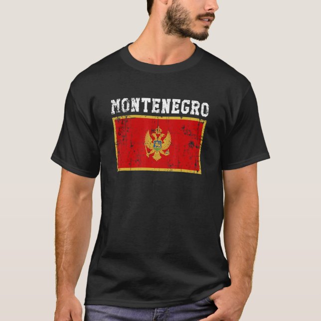 Retro Vintag Montenegro Flag Montenegrinische Root T-Shirt (Vorderseite)