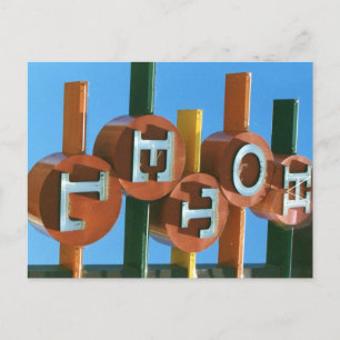 Retro Vintag Neon Hotel/Motel-Zeichen Postkarte