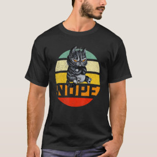 Retro Vintag Nope Lazy Black Cat Pet Owner Man W T-Shirt