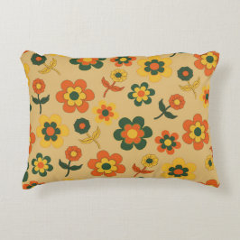 Retro Vintag Orange 70er Blume Muster Dekokissen