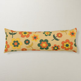Retro Vintag Orange 70er Blume Muster Seitenschläferkissen