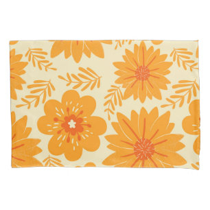Retro Vintag Orange Botanische Blume Muster Fall Kissenbezug