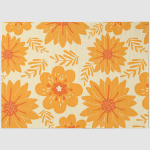 Retro Vintag Orange Botanische Blume Muster Fall Seidenpapier