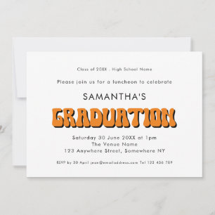 Retro Vintag Orange Foto Graduation Party Einladung