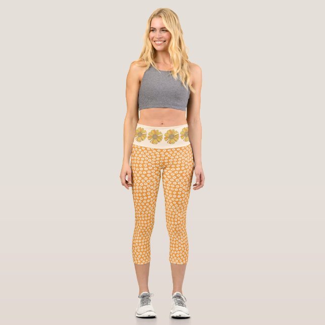 Retro Vintag Orange Leggings (Vorderseite)