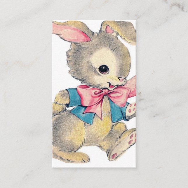 Retro Vintag Ostern Hasen Holiday hinzufügen Gruß Visitenkarte (Vorderseite)