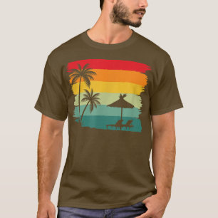 Retro Vintag Palm Trees Beach Liege Sonnenuntergan T-Shirt