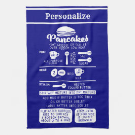 Retro Vintag Pancake Rezept Navy Blau Weiß Geschirrtuch