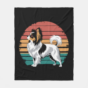 Retro Vintag Papillon Dog Lover Animal Papillon Fleecedecke