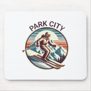 Retro Vintag Park Stadt Utah Skigebiet Winter Ski Mousepad