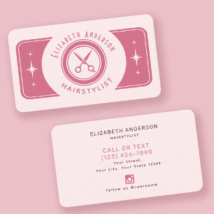 Retro Vintag Pastell Pink Haarstylist Visitenkarte