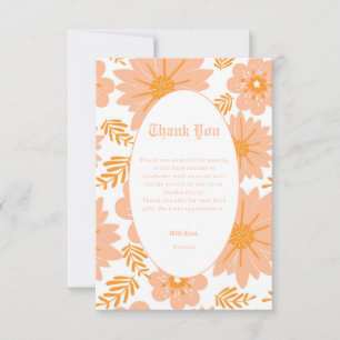 Retro Vintag Peach Fuzz Orange Blume Muster Dankeskarte
